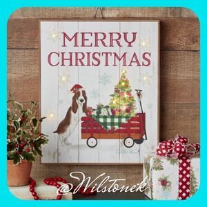 The Pioneer Woman LED Christmas Sign wagon with Charlie the Dog